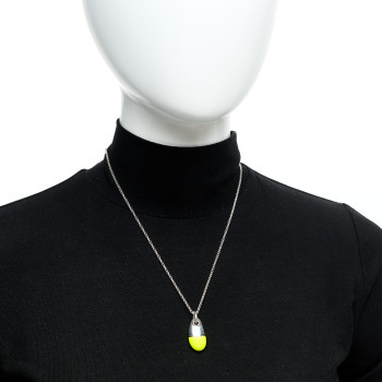 JOHN HARDY Sterling Silver Enamel Diamond Pebble Pendant Necklace Yellow
