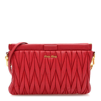 MIU MIU Nappa Matelasse Crossbody Clutch Red