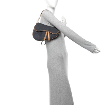 CHRISTIAN DIOR Denim Calfskin Saddle Bag Blue