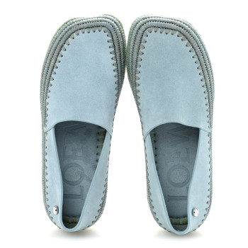LOEWE Suede Raffia Rio Slippers 37 Light Blue