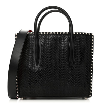 CHRISTIAN LOUBOUTIN Snakeskin Medium Paloma Tote Black
