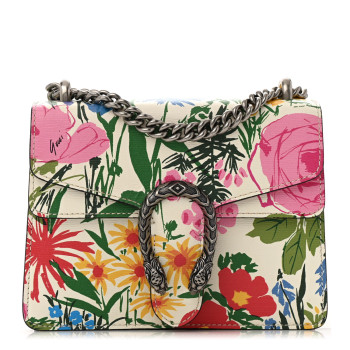 GUCCI X KEN SCOTT Textured Calfskin Pomponica Print Mini Dionysus Shoulder Bag White Multicolor