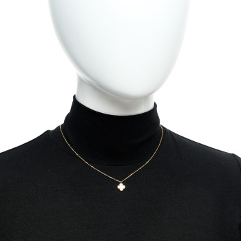 VAN CLEEF & ARPELS 18K Yellow Gold Mother of Pearl Sweet Alhambra Pendant Necklace