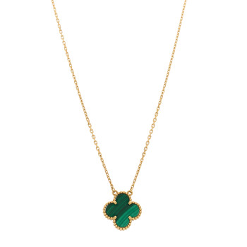 VAN CLEEF & ARPELS 18K Yellow Gold Malachite Vintage Alhambra Pendant Necklace