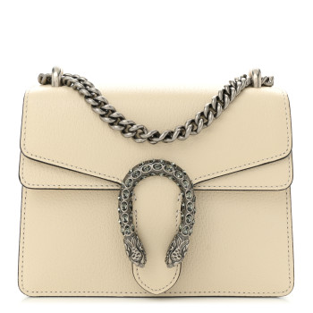 GUCCI Textured Calfskin Crystal Mini Dionysus Shoulder Bag Mystic White