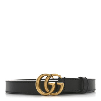 GUCCI Calfskin Double G 20mm Belt 75 30 Black
