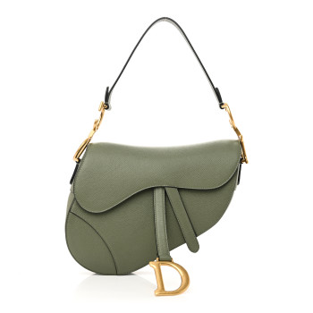CHRISTIAN DIOR Grained Calfskin Saddle Bag Sage