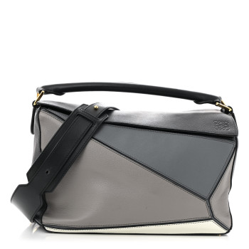 LOEWE Calfskin Medium Puzzle Bag Grey Multito