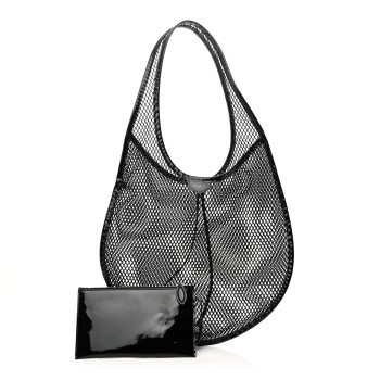 ALAIA Fishnet Patent Calfskin Medium One Piece Bag Black