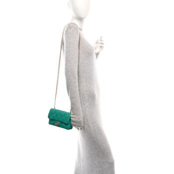 CHANEL Caviar Quilted Sweetheart Mini Rectangular Flap Green