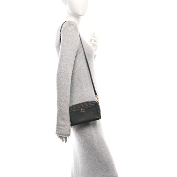 CHRISTIAN DIOR Grained Calfskin Caro Double Pouch Black