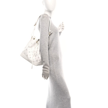 LOUIS VUITTON Calfskin Monogram Cutout Petit Noe White