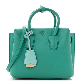 MCM Grained Calfskin Mini Milla Tote Oasis Green