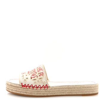 VALENTINO GARAVANI Canvas Atelier 08 San Gallo Edition Espadrille Flat Slide Sandals 38.5 Natural