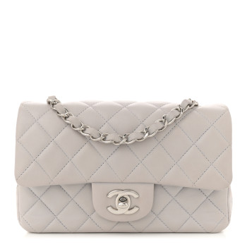 CHANEL Lambskin Quilted Mini Rectangular Flap Grey