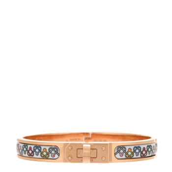 HERMES Enamel Printed Petits Coeurs Mini Clic Kelly Bracelet PM Aurore
