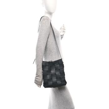 BOTTEGA VENETA Lambskin Maxi Intrecciato Cassette Messenger Black