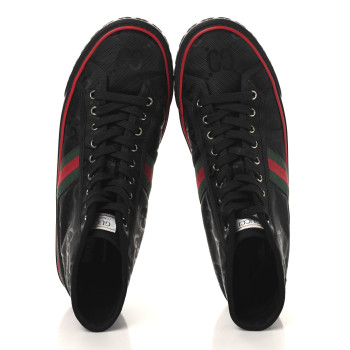 GUCCI Econyl Nylon Web Monogram Off The Grid Mens 1977 Tennis High Top Sneakers 9.5 Black
