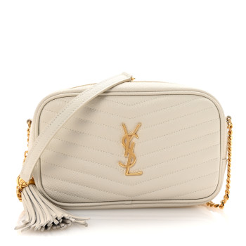 SAINT LAURENT Grain De Poudre Matelasse Monogram Mini Lou Camera Bag Crema Soft