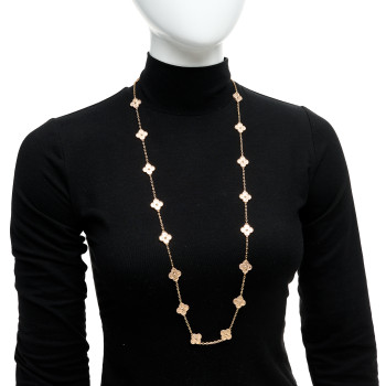 VAN CLEEF & ARPELS 18K Rose Gold 16 Motifs Sweet Alhambra Necklace
