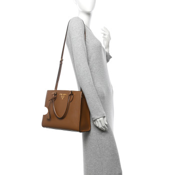 PRADA Saffiano Soft Calfskin Large Tote Cannella