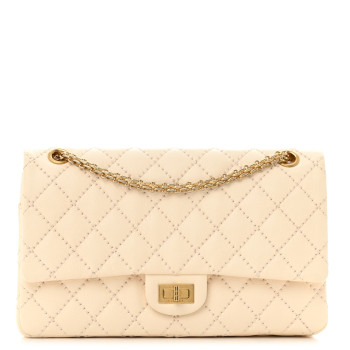 CHANEL Aged Calfskin Quilted 2.55 Reissue 226 Flap Ivory