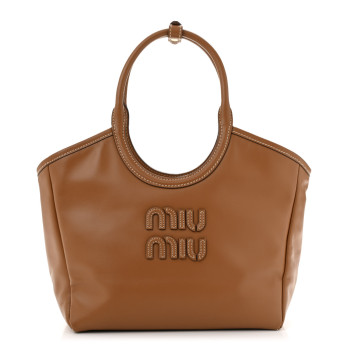 MIU MIU Soft Calf Softy Small Ivy Tote Bag Caramel
