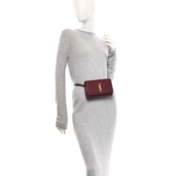 SAINT LAURENT Smooth Calfskin Monogram Kate Belt Bag Rouge Legion