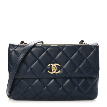 CHANEL Lambskin Quilted Medium Trendy CC Flap Navy Blue
