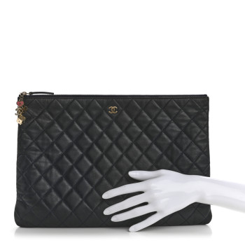 CHANEL Lambskin Quilted Casino Beauty CC Cosmetic Case Navy