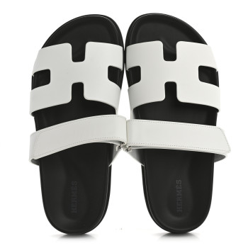 HERMES Calfskin Womens Chypre Sandals 37 White