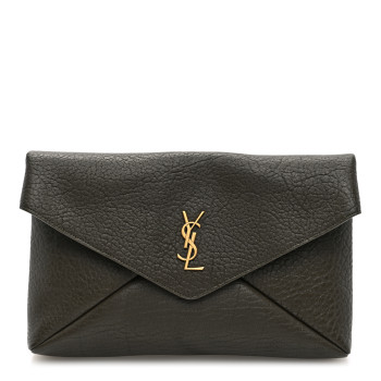 SAINT LAURENT Grained Lambskin Large Cassandre Envelope Pouch Light Musk