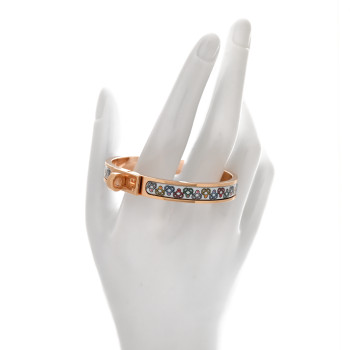 HERMES Enamel Printed Petits Coeurs Mini Clic Kelly Bracelet PM Aurore