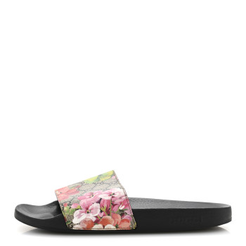 GUCCI GG Supreme Monogram Blooms Slide Sandals 41 Beige Multicolor