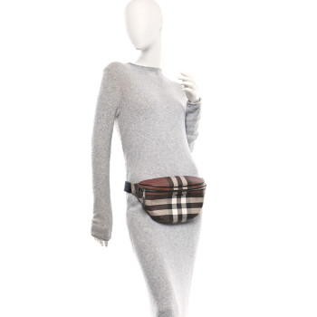 BURBERRY E-canvas Check Cason Bum Bag Dark Birch Brown