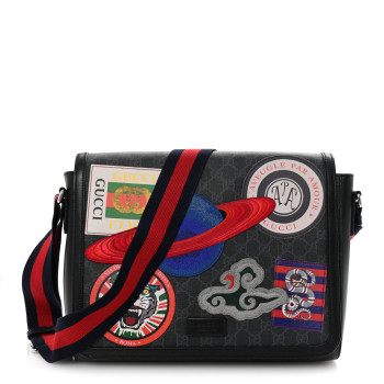 GUCCI GG Supreme Monogram Night Courrier Flap Messenger Black Multicolor