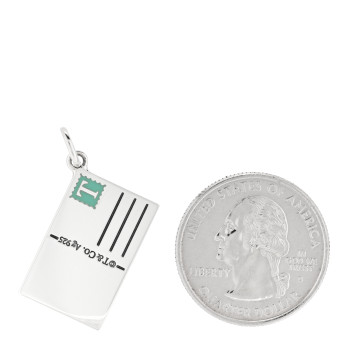 TIFFANY Sterling Silver Enamel New York Postcard Charm Blue