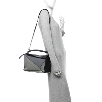 LOEWE Calfskin Medium Puzzle Bag Grey Multito