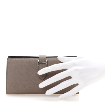 HERMES Epsom Bearn Gusset Wallet Gris Tourterelle Bleu Indigo