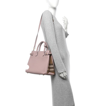 BURBERRY Derby Calfskin House Check Medium Banner Tote Pale Orchid