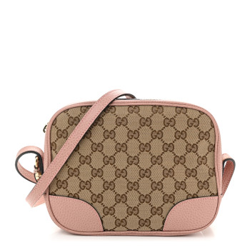 GUCCI Monogram Mini Bree Messenger Bag Beige Soft Pink