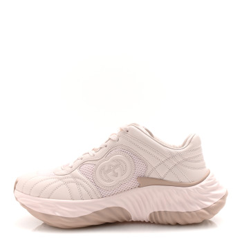 GUCCI Calfskin Interlocking G Ripple Womens Platform Sneakers 38.5 Light Pink