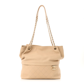 CHANEL Caviar Stitched Shopping Tote Beige