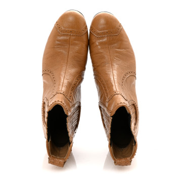 BALENCIAGA Arena Broderie Ankle Booties 37.5 Cumin