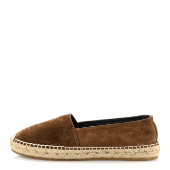 SAINT LAURENT Suede Monogram Espadrilles 36.5 Brown