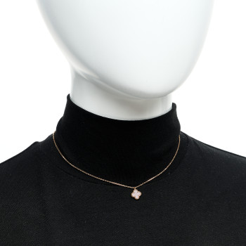 VAN CLEEF & ARPELS 18K Rose Gold Carnelian Sweet Alhambra Pendant Necklace