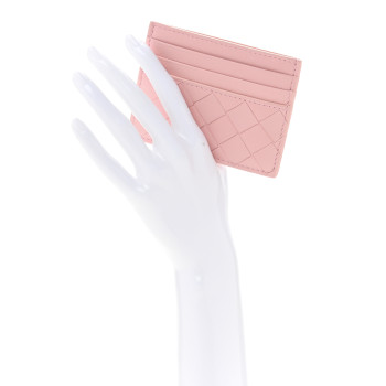 BOTTEGA VENETA Nappa Intrecciato Card Holder Rose
