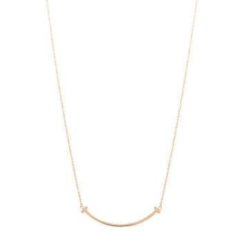 TIFFANY 18K Rose Gold Small T Smile Pendant Necklace