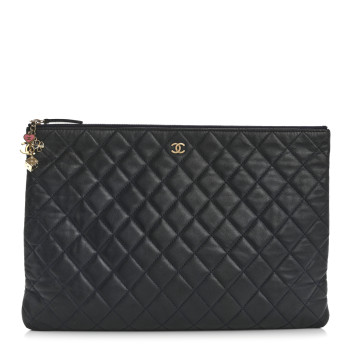 CHANEL Lambskin Quilted Casino Beauty CC Cosmetic Case Navy