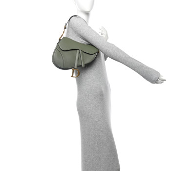 CHRISTIAN DIOR Grained Calfskin Saddle Bag Sage